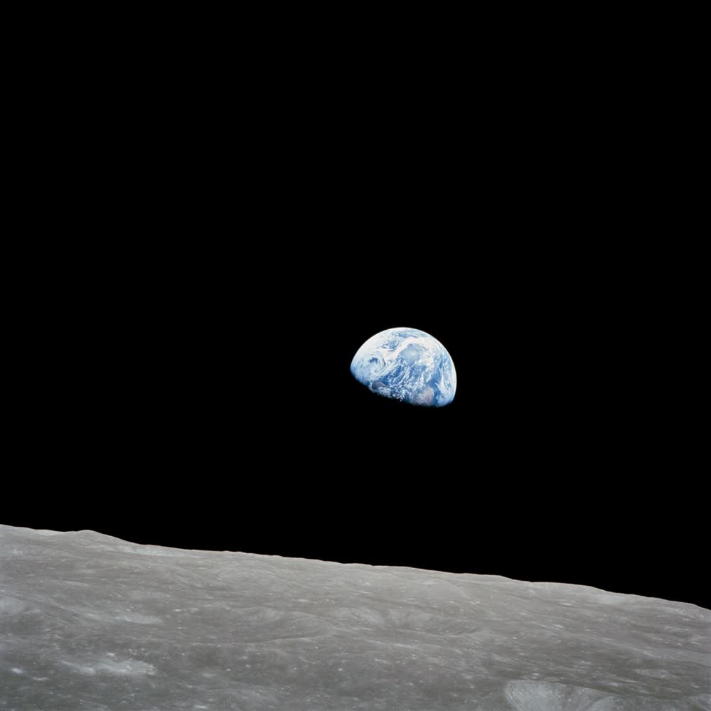 Earth rising over the Moon's horizon, Apollo 8